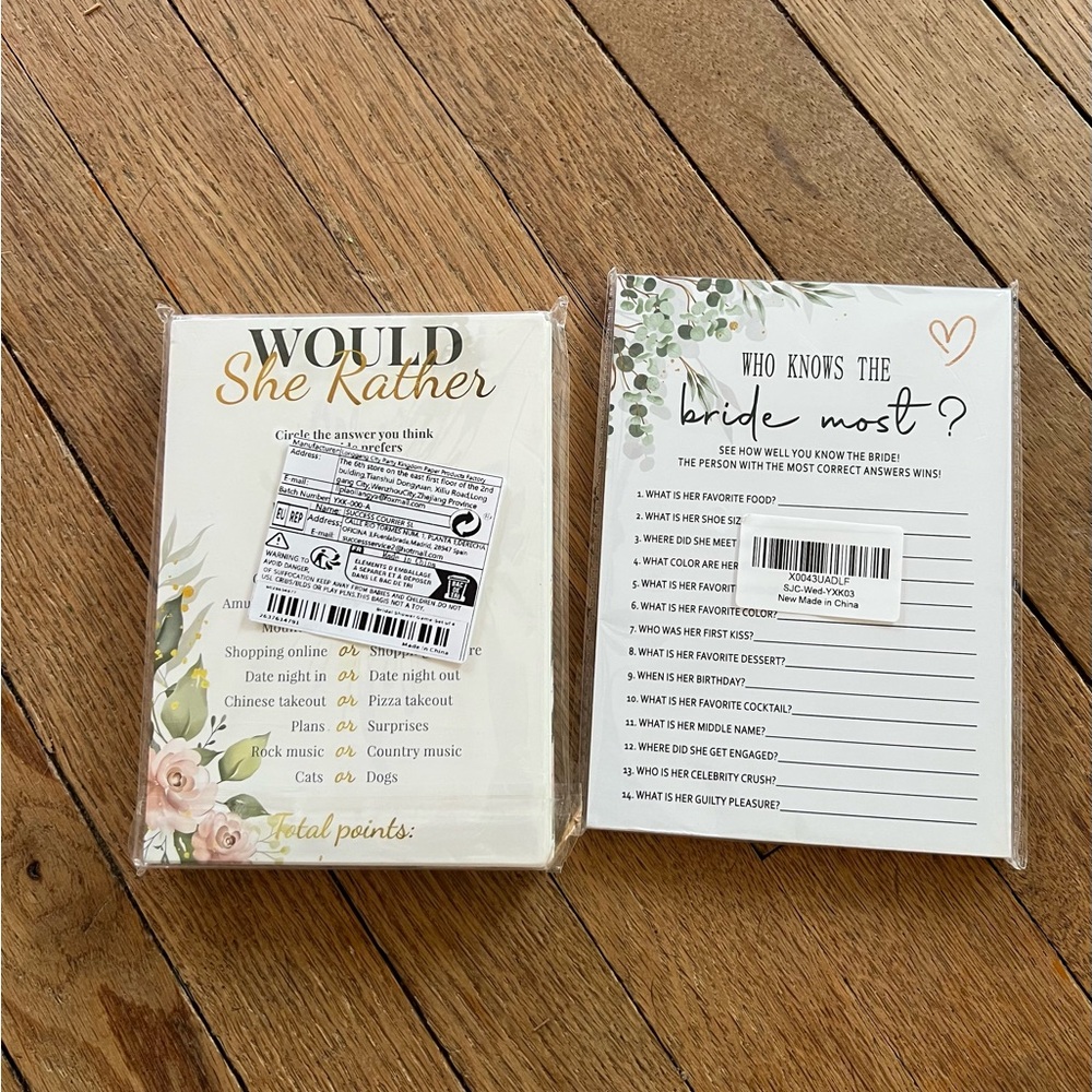 Women's Party Game Cards (3)